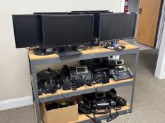 {LOT} Of Electronics c/o: Monitors, Monitor Stands, Phones, Headsets, Patch Cords, Chargers (ONLY WH