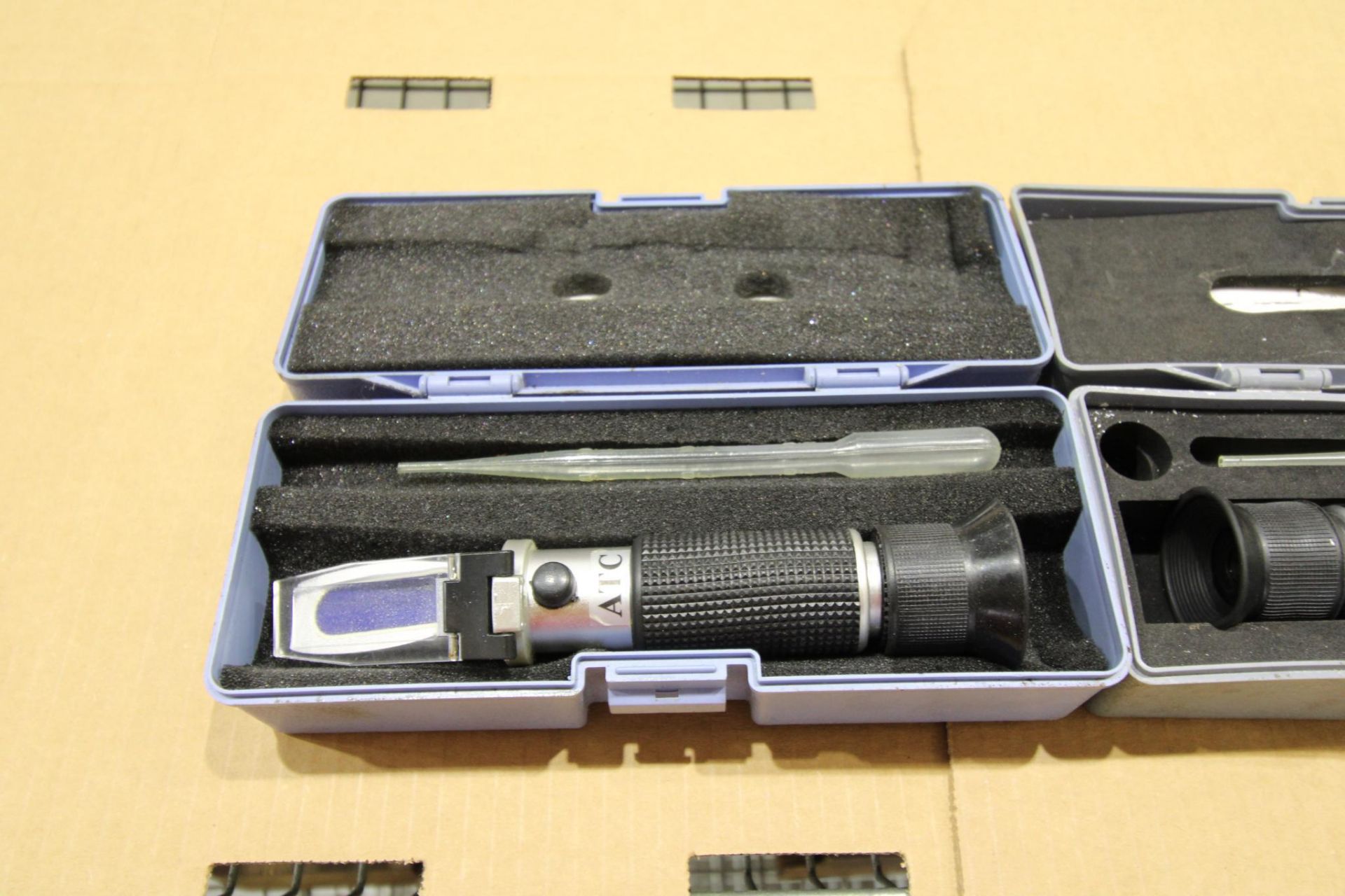 LOT OF (2) PORTABLE REFRACTOMETERS, ATC, w/ case