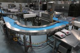 INTERLOCKING PLASTIC BELT CONVEYOR, mfg. 2021, Dorner AquaGard 7352-V2, 18" W x 14' L, stainless ste