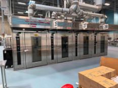 DOUBLE RACK OVENS, (Lot of 4) LBC Bakery Equipment Mdl. LRO-2G6 dbl. rack rotating oven used for hig