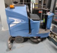 FLOOR SCRUBBER, GLOBAL INDUSTRIAL MDL 641245 AUTO RIDE-ON TYPE, 34" WIDE CLEANING PATH, 1.34 PEAK HP