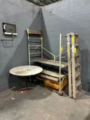 LOT CONSISTING OF SCAFFOLDING, ALUMINUM STEP LADDER AND ROUND TABLE