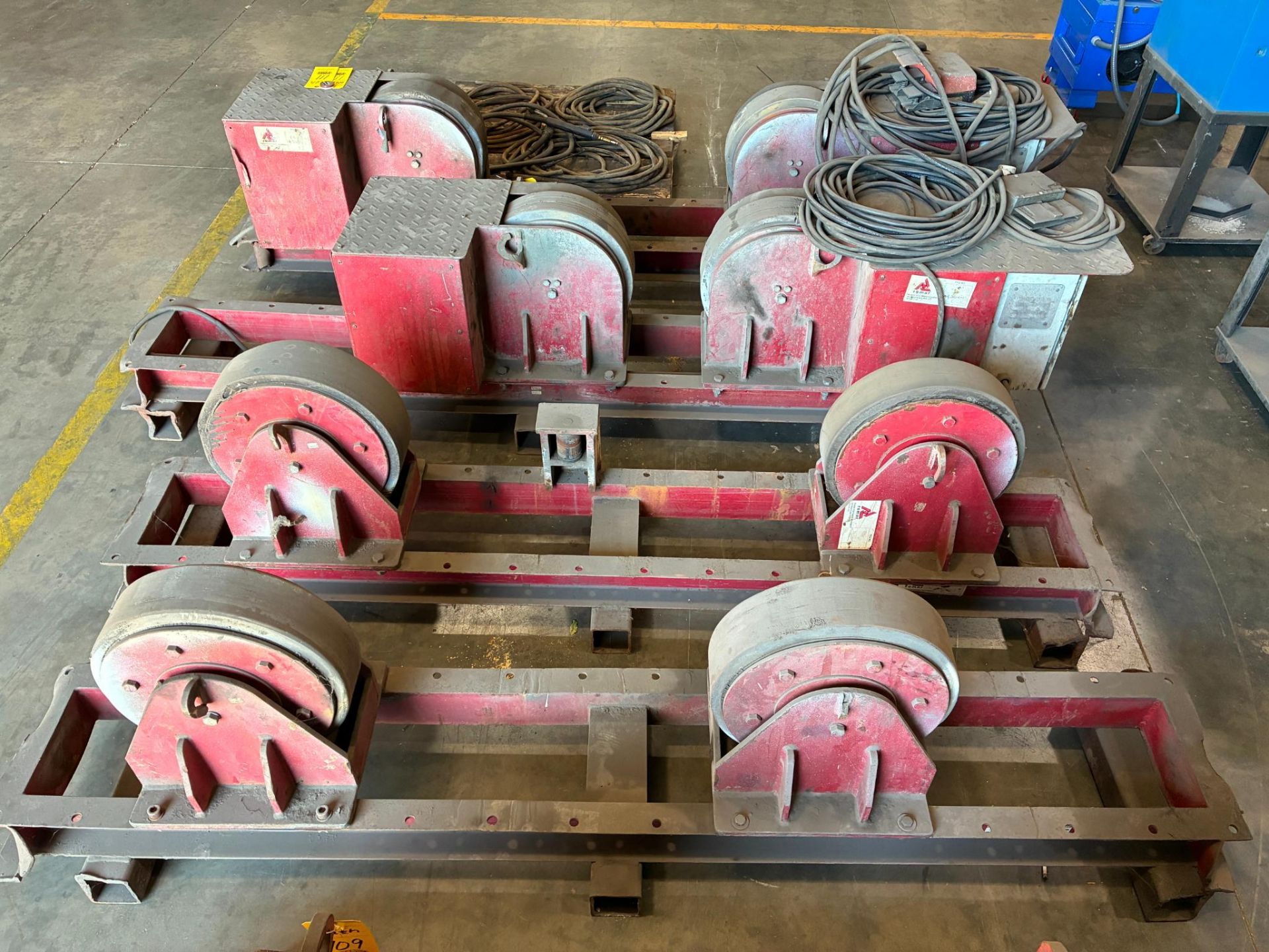 TANK TURNING ROLL SETS, ROMAR, approx. 20 T. cap., w/ (2) drivers & (2 ...