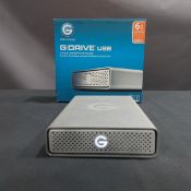 GDRIVE, G1, USB, COMPACT, 6,000 GB, HIGH PERFORMANCE STORAGE HARDRIVE, S/N V8HJDW7R (TAG 28)