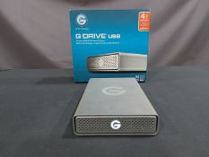 GDRIVE, G1, USB, COMPACT, 4,000 GB, HIGH PERFORMANCE STORAGE HARDRIVE, S/N P4HVR7LB (TAG 25)