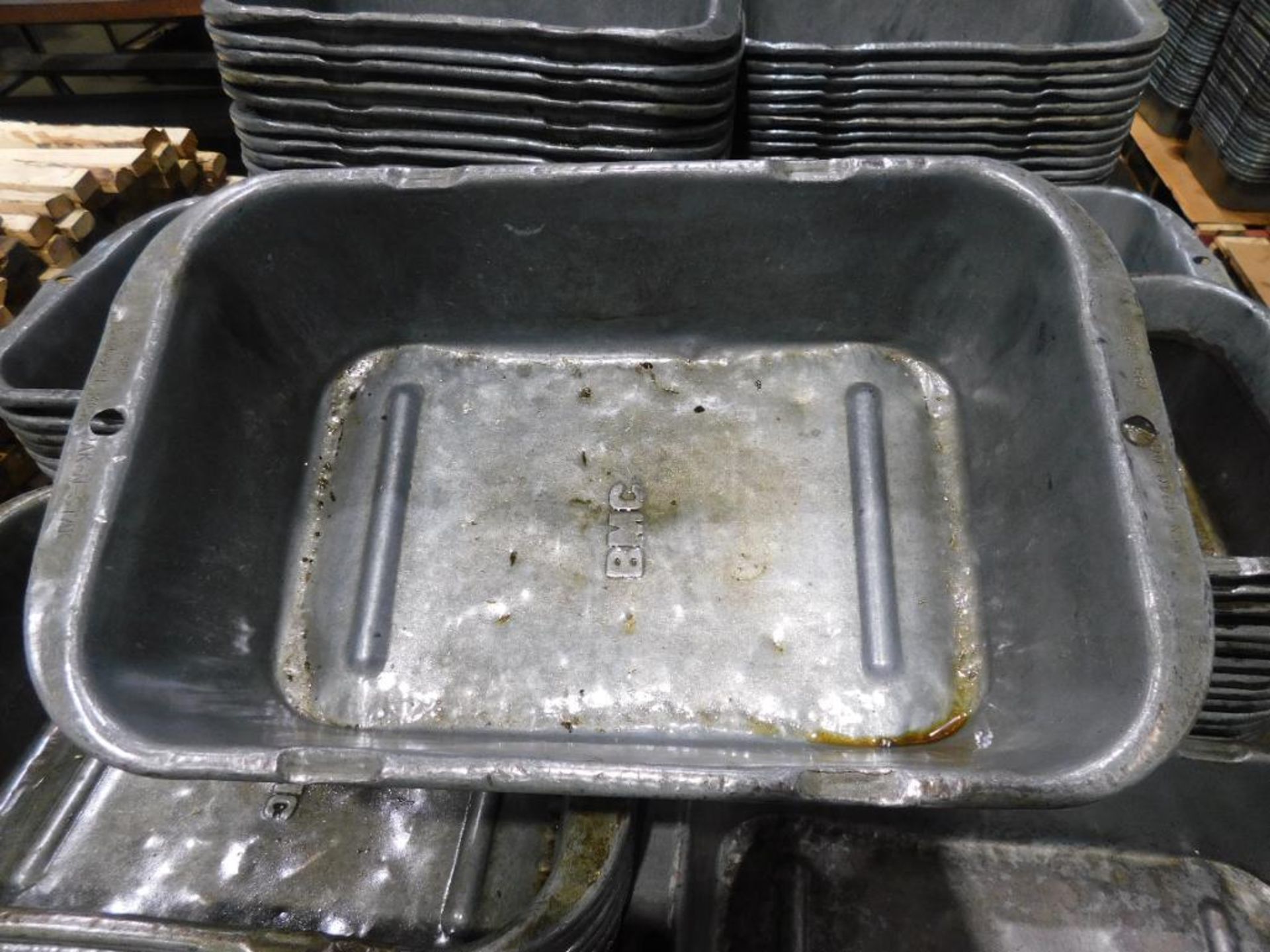 Fuel Collection Pan LOT: Large Quantity of Metal Oil Collection Pans on (3) Pallets
