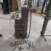 LOT: Torch Cart w/Gages, Hose, Torch Head (TANKS NOT INCLUDED)