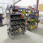 LOT: (2) Rolling Nut & Bolt Carts w/Bins & Contents