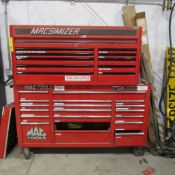 LOT: (2) Piece Mac Tools TRCH Portable 1000 Tool Box w/Contents: Lower Tool Box: 18-Drawers, Upper T