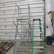 LOT: Uline 72" Rolling Warehouse Ladder, 6' Fiberglass Stepladder