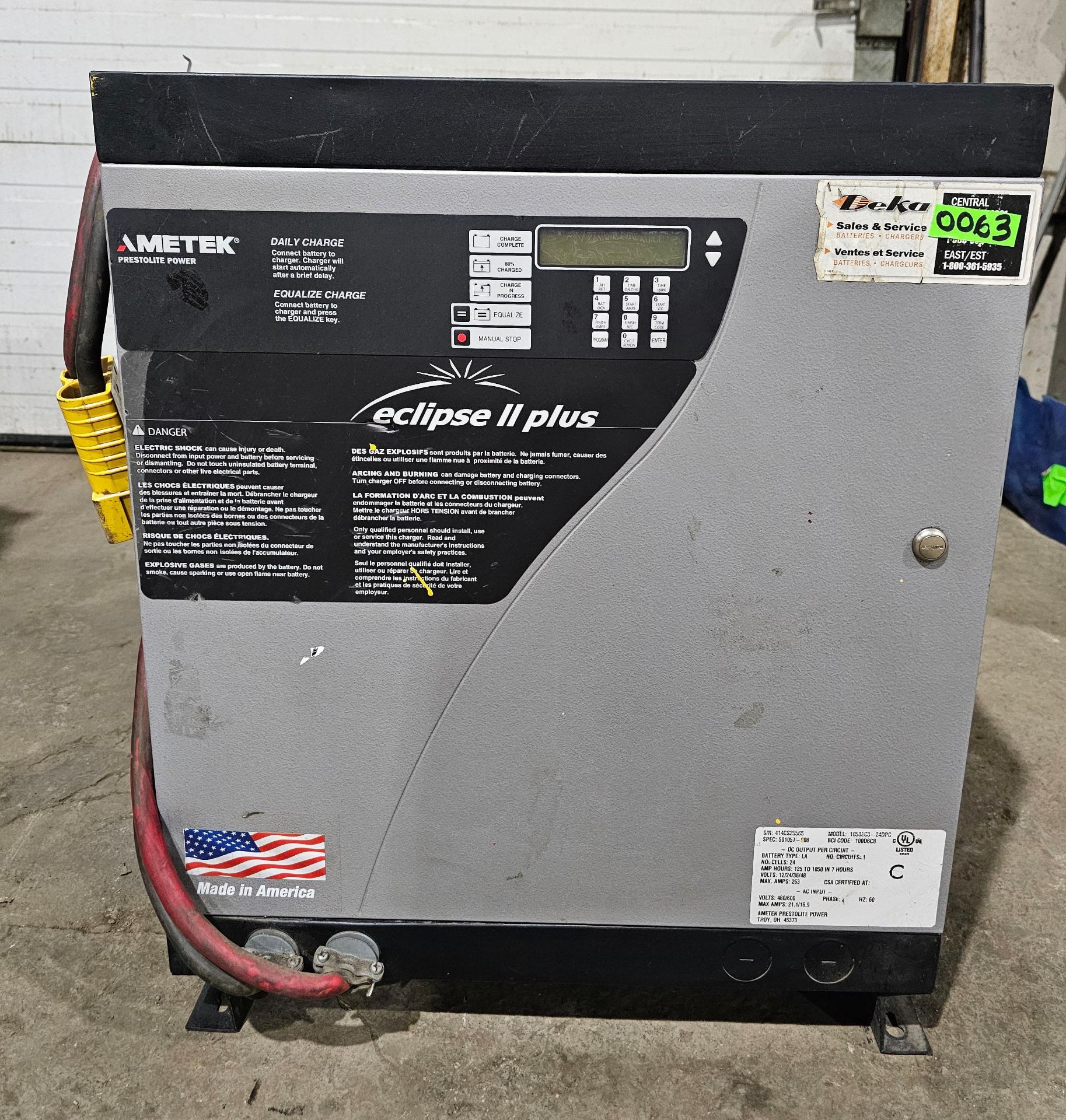 Multi-Voltage Forklift Battery Ametek Eclipse 2 Plus charger Output: 12 ...