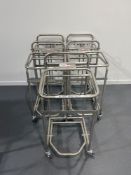 Set of 5 Pedal Bin Trolley Carts, Racking, and Shelving, SN: NA