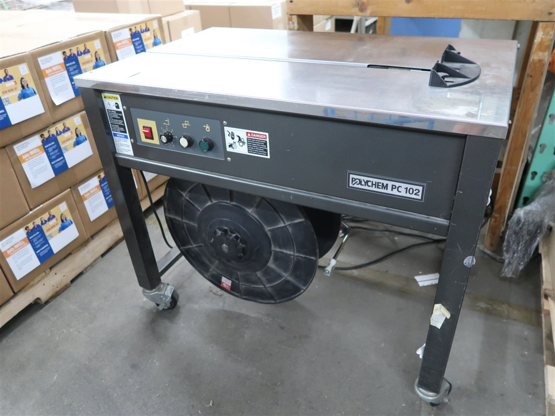 2004 Joinpack Polychem PC102 Strapping Machine Model ES-102A, S/N 104101067