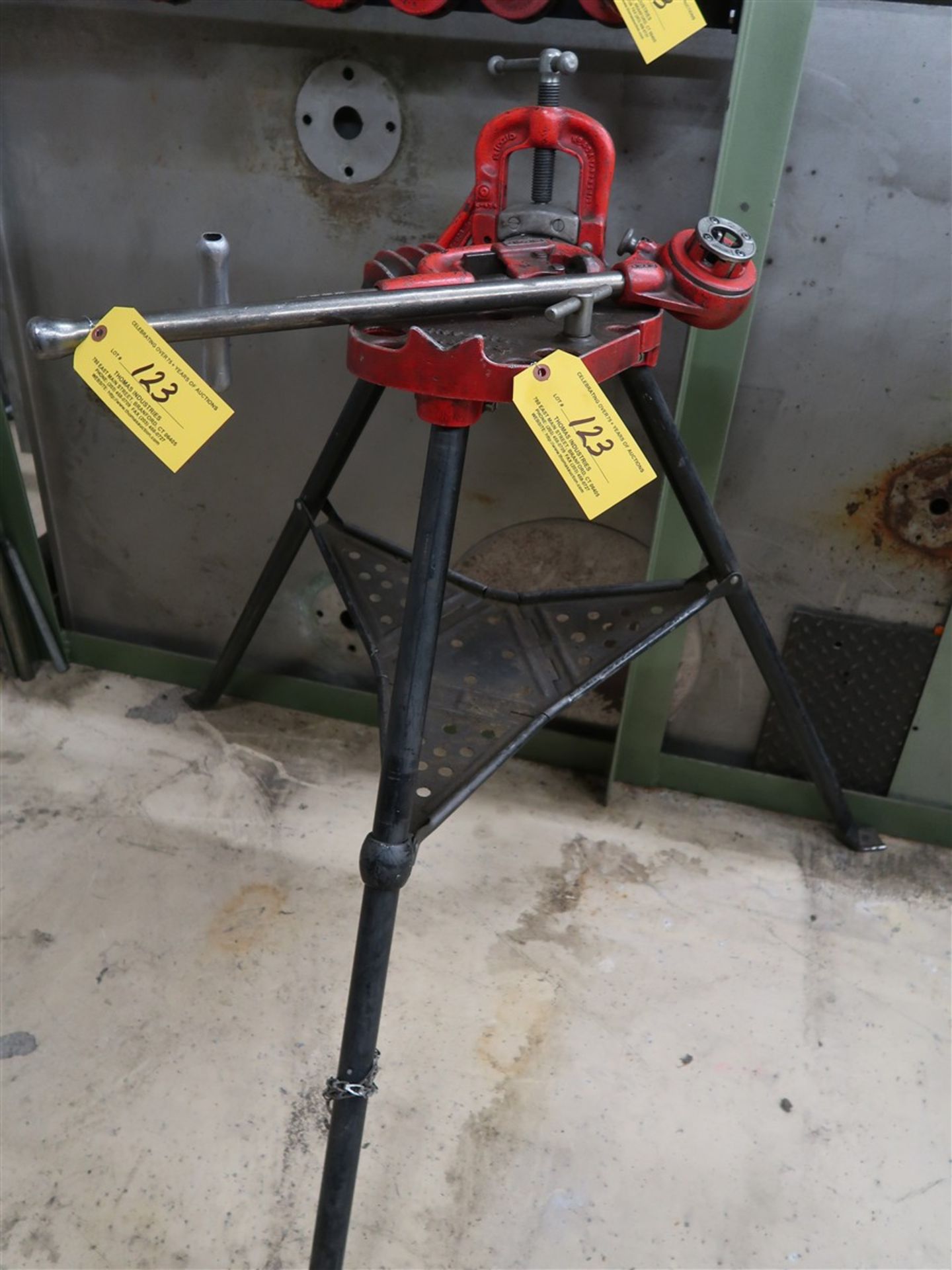 Ridgid Model 40A Pipe Stand w/ Assorted Dies and Ridgid Pipe Cutter