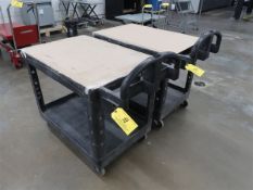 (2) Rubbermaid 2-Shelf Utility Shop Carts