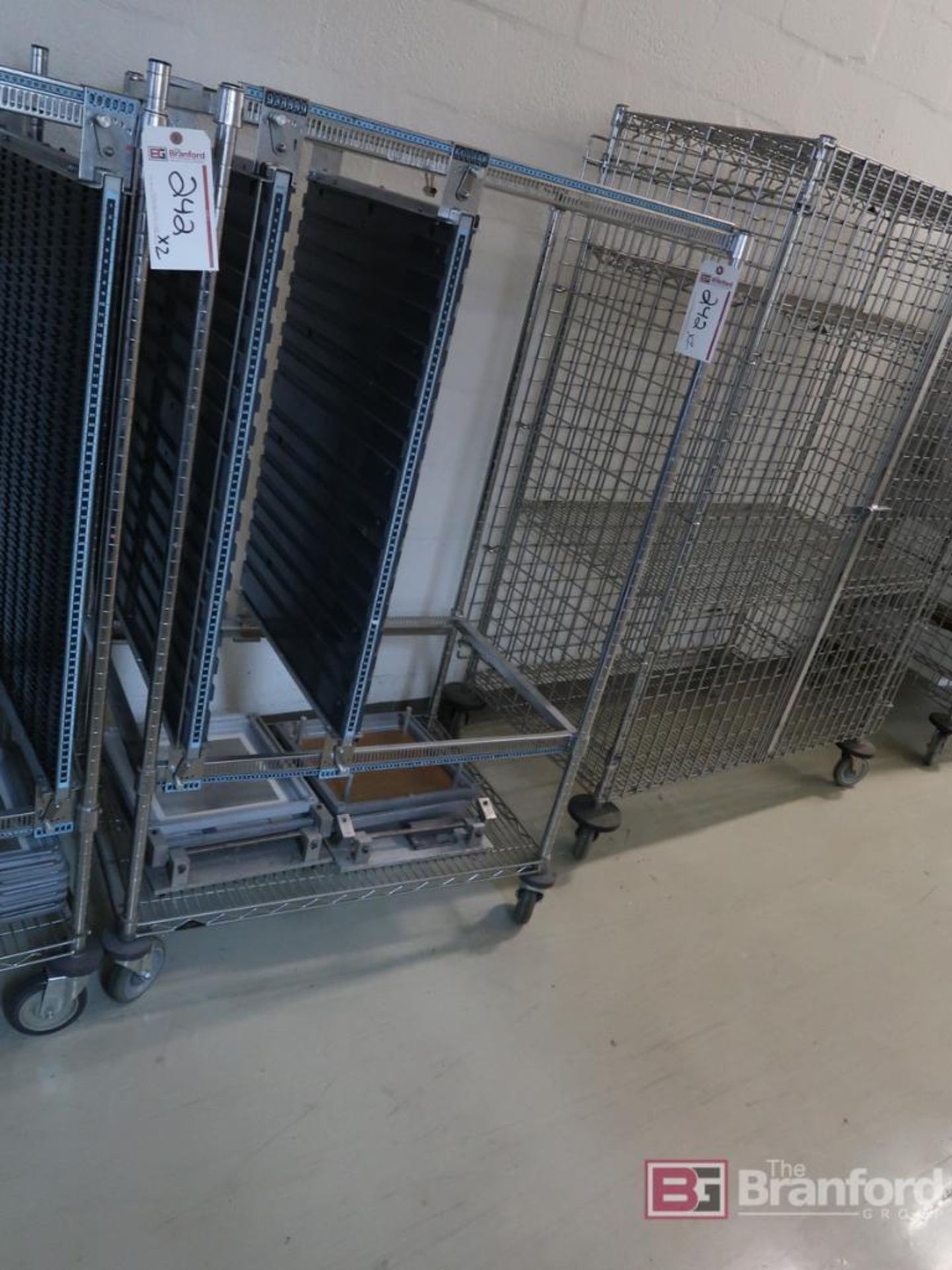 Metal Racking Rolls (3) Metal Rolling Type Racks w/ Adjustable Shelves.