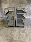 Lot of (2) 4-Tier Steel Rolling Racks (Gray)- 52"L x 26"W x 56"H