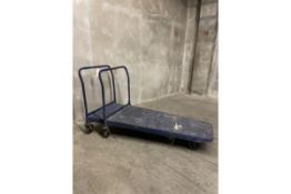 Lot of (2) 5FT Metal Platform Trucks (Blue) 60" x 36" x 44"