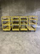 Lot of (4) 4-Tier Heavy Duty Welded Steel Mobile Rack Cart, 52" L x 26" W x 55" H