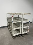 Lot of (2) 4-Shelf Welded Steel Heavy Duty Mobile Racks -56"L x 20"W x 56"H