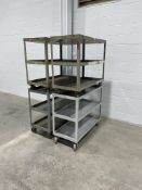 Lot of (4) 44.5" x 20" x 38.5"H 3-Tier Steel Rolling Carts