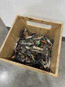 Large Assortment of Spring Clamps in Rolling Wooden Crate
