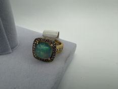 18K Yellow Gold eth Opal .53 Diamond Ring, 9.9 Gra 18K Yellow Gold eth Opal .53 Diamond Ring, 9.9...