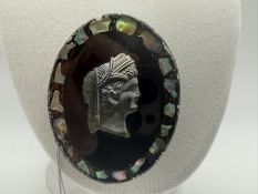 Abalone & Lucite Cameo Pendant; 2" T x 1.75" W Abalone & Lucite Cameo Pendant; 2" T x 1.75" W