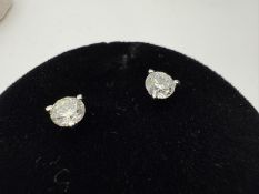 14K White Gold Dia 0.83cttw Round 3-Prong Studs, 0 14K White Gold Dia 0.83cttw Round 3-Prong Studs,
