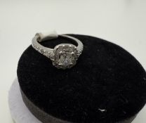 14K Whiter Gold Diamond 1.01cttw Cushion Halo Ring 14K Whiter Gold Diamond 1.01cttw Cushion Halo ...