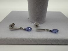 14K White Gold Tanz .34 Diamond Earrings; 1.4 Gram 14K White Gold Tanz .34 Diamond Earrings; 1.4 ...