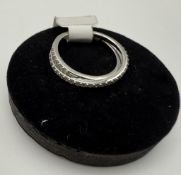 14k White Gold .35 Diamond Cris-Cross Ring, 3.3 Gr 14k White Gold .35 Diamond Cris-Cross Ring, 3....