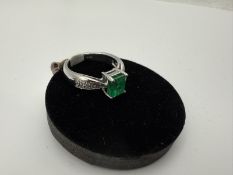 18K White Gold Em 1.80ct Diamond 0.14cttw Ring, 6 18K White Gold Em 1.80ct Diamond 0.14cttw Ring,