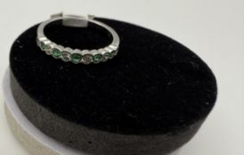 18k White Gold .19 Diamond & Emerald Ring, 2.6 Gr 18k White Gold .19 Diamond & Emerald Ring, 2....