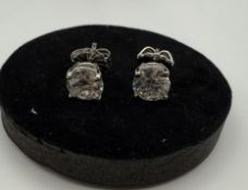 14K White Gold Lab Diamond 2.00ct Round Studs, 1.9 14K White Gold Lab Diamond 2.00ct Round Studs,...