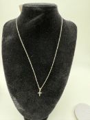 14K White Gold Diamond 0.08ct Cross Pendant with 1 14K White Gold Diamond 0.08ct Cross Pendant with