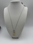 14k White Gold eth Opal .24 Diamond Pendant with 1 14k White Gold eth Opal .24 Diamond Pendant with