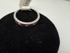 14k White Gold .41 Ruby .11 Diamond Band Ring, 2.2 14k White Gold .41 Ruby .11 Diamond Band Ring,...