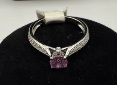 14K White Gold .62 Sapp .23 Diamond Ring, 2.7 Gram 14K White Gold .62 Sapp .23 Diamond Ring, 2.7 ...