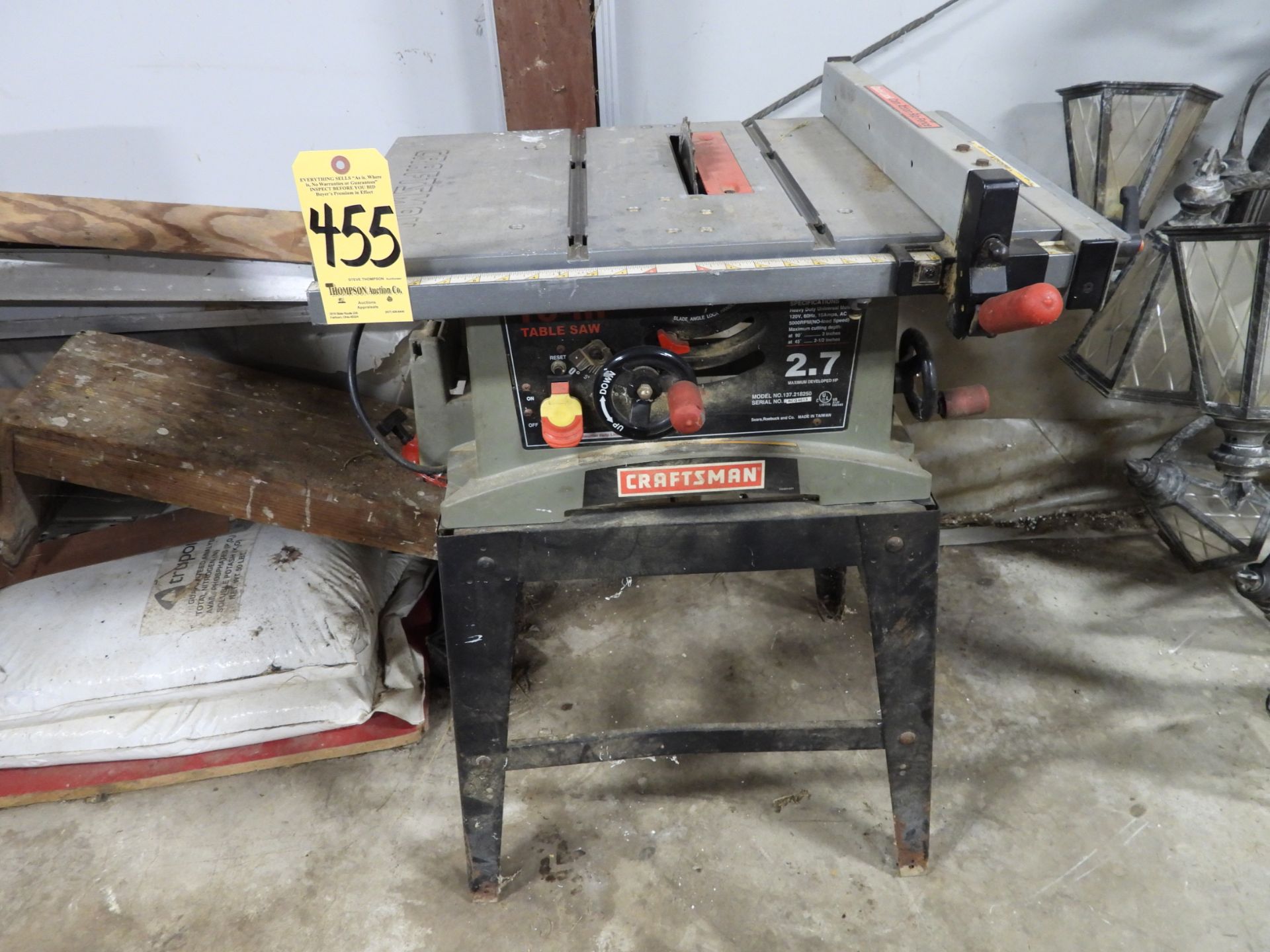Craftsman 10" Table Saw, 110/1/60
