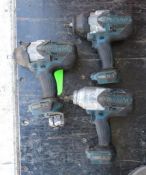 (3) Cordless Makita 1/2" Impact Drivers