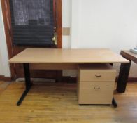 (2) Office Desks w/2-Drawer Cabinets