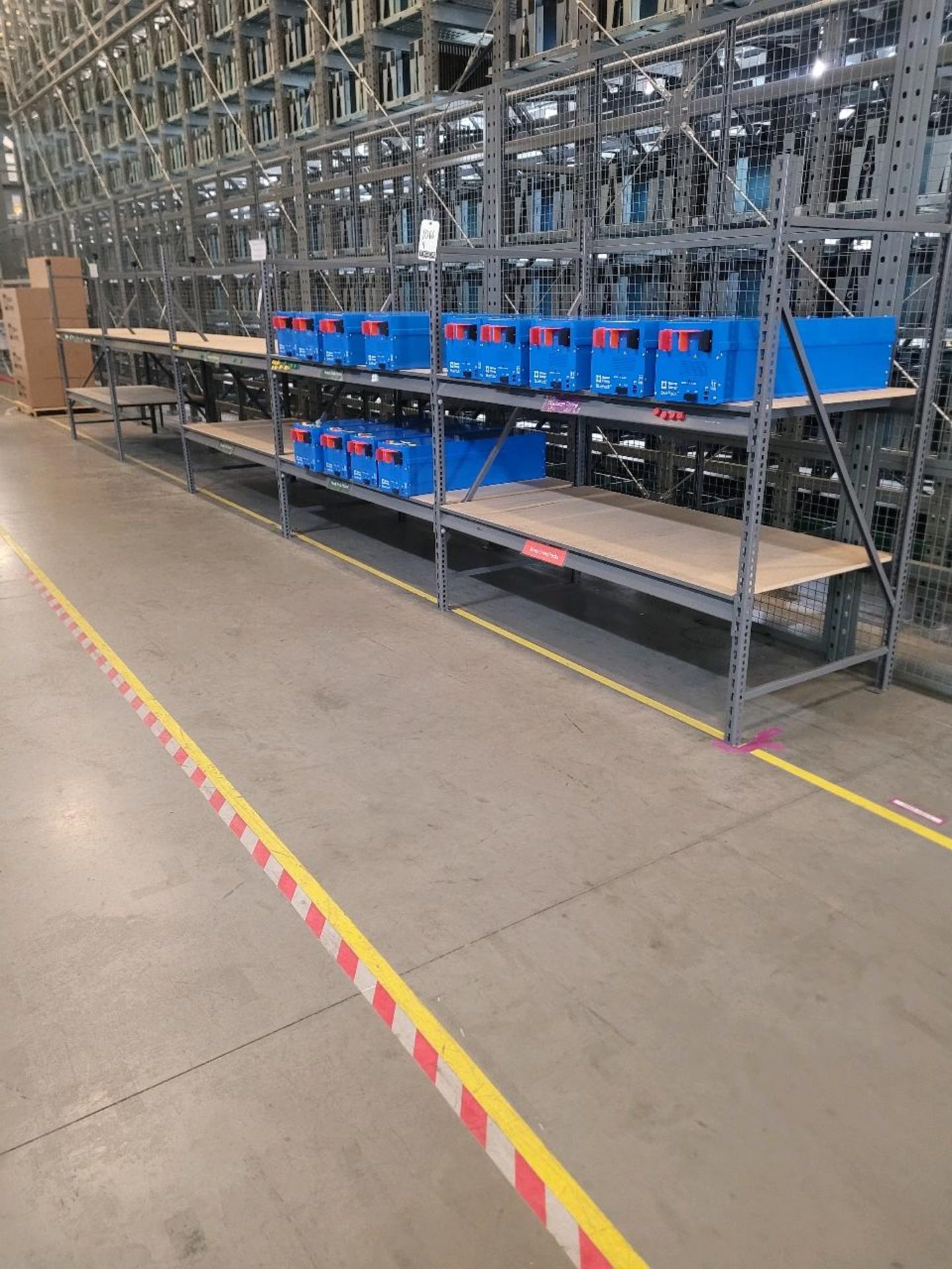 Uline Racking Track System Lot (4) Uline Adjustable Heavy Duty Storage Shelves, 96