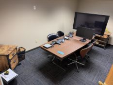 Contents of Office Including 8' x 3' Conference Table, (6) Leather/Wood Framed Chairs, Etc.