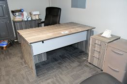 Lot - Desk, (2) Door Short Cabinet, 2-Drawer Cabinet, 3-Drawer Cabinet and (2) Chairs in (1) Room