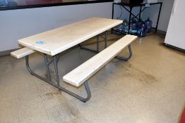 Lot - (2) Lifetime Plastic Picnic Tables and (2) 36