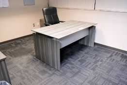 Lot - Desk, Credenza, 2-Drawer Cabinet and (3) Chairs in (1) Room