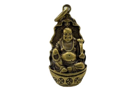 An antique gilded Chinese Buddha Pendant. Approximately 4 cm length x 2 cm width. Please see - Bild 3 aus 8