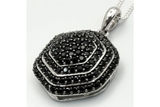 A New, Tier Mounted Sterling Silver and Black Onyx Pendant Necklace. 46cm Length. Pendant Measures - Image 4 of 7