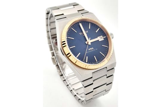 A Tissot PRX Powermatic 80 Automatic Gents Watch. Stainless steel bracelet and case - 41mm. Blue - Image 4 of 9